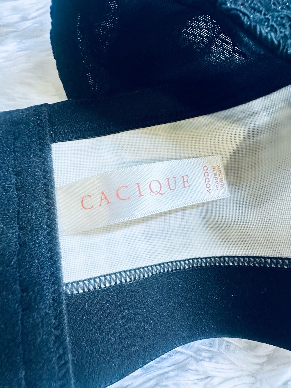 Cacique Houndstooth Molded T-Shirt Bra Black White Wire Free Full Support 40 DDD - Picture 6 of 7